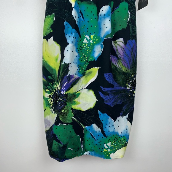 THEIA Floral Sweetheart Strapless Dress 8 Q3602 - Picture 5 of 8